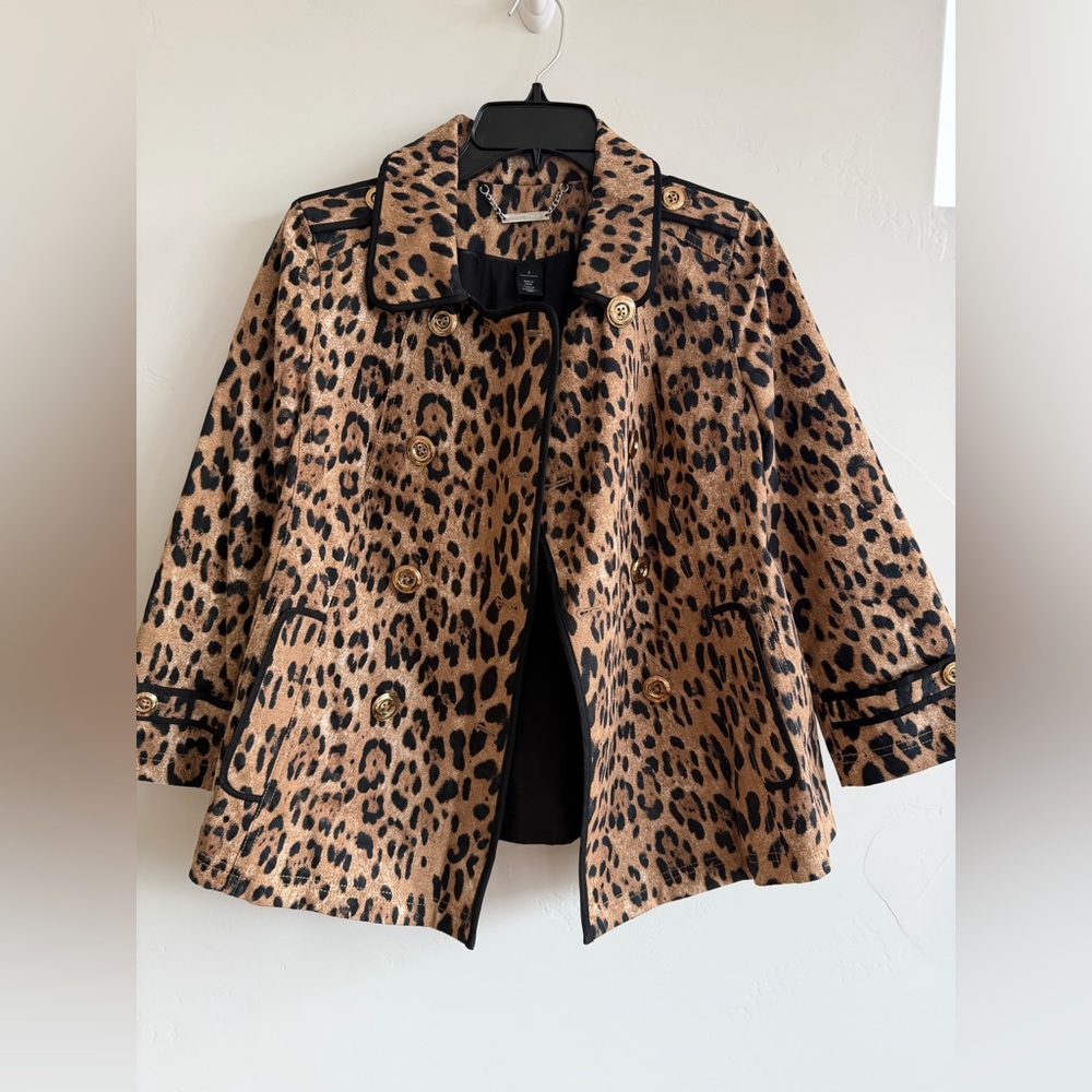 White House Black Market Leopard Print Jacket Size 6 Animal Print Coat